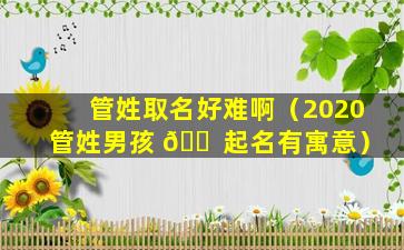 管姓取名好难啊（2020管姓男孩 🐠 起名有寓意）